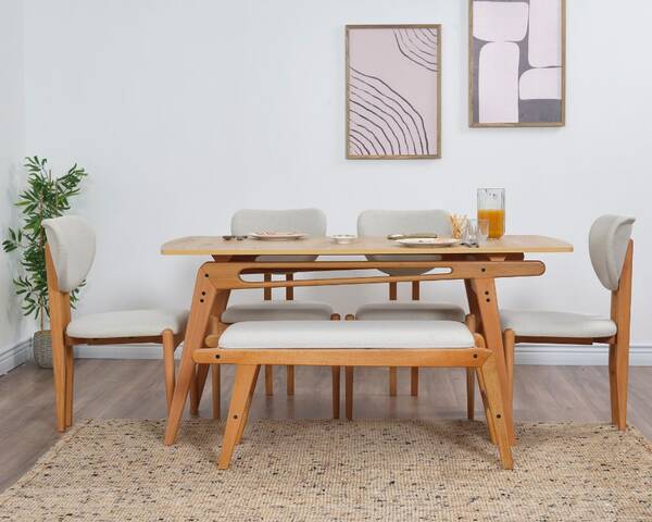 Avokado - 90 x 180 cm Pera 4 Sandalye 1 Bench 6 Kişilik Yemek Masası Takımı Avokado - 90 x 180 cm Pera 4 Sandalye 1 Bench 6 Kişilik Yemek Masası Takımı