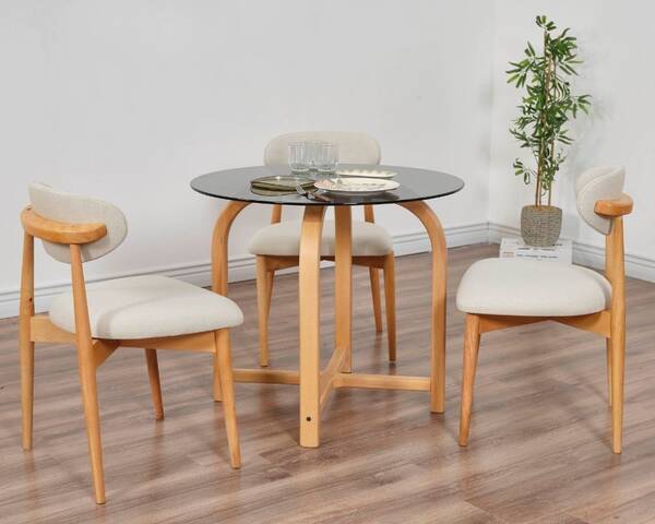 - Bohem 3 sandalye Coco Maison Füme Cam Yuvarlak Masa Takımı 85 Ø - Bohem 3 sandalye Coco Maison Füme Cam Yuvarlak Masa Takımı 85 Ø