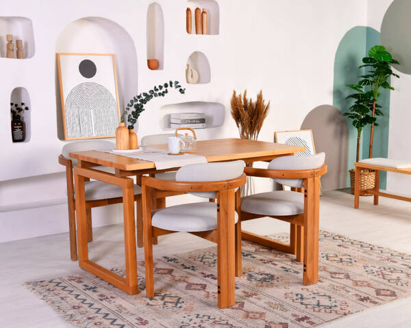 Avokado - Cheri Medium 4 Sandalye Yemek Masası Takımı