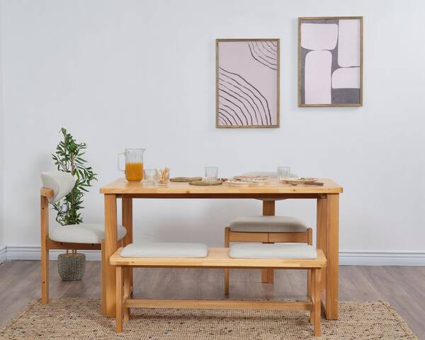 Avokado - Cheri Minimal 2 Sandalyeli Banklı Mutfak Masası Takımı, 80x140 Avokado - Cheri Minimal 2 Sandalyeli Banklı Mutfak Masası Takımı, 80x140