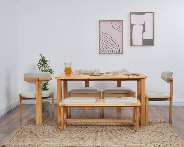 Avokado - Cheri Minimal 4 Sandalye 1 Bench 1 Masa (80x160) Avokado - Cheri Minimal 4 Sandalye 1 Bench 1 Masa (80x160)