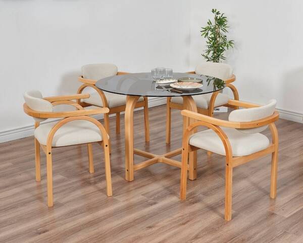 - Coco Maison 4 sandalye Füme Cam Yuvarlak Masa Takımı 105 Ø - Coco Maison 4 sandalye Füme Cam Yuvarlak Masa Takımı 105 Ø