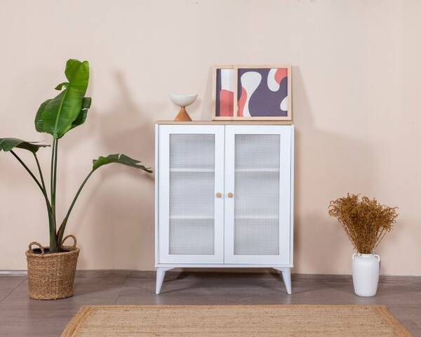 - Hazeran Beyaz Kapak Detaylı Büfe - Hazeran Beyaz Kapak Detaylı Büfe