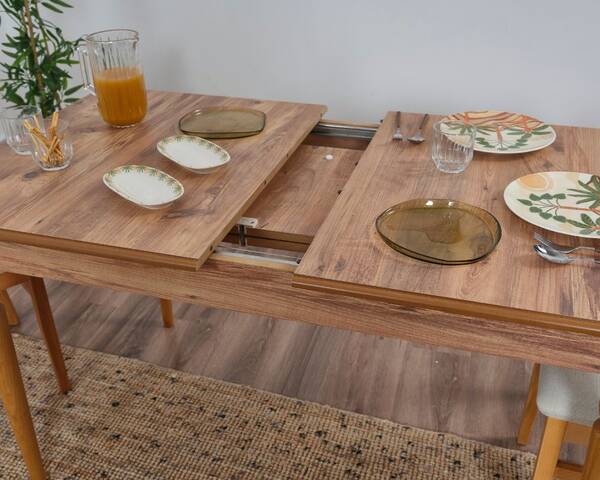  - Hazeran İskandinav Meşe Açılır Mutfak Masası 80x130 / 80x160