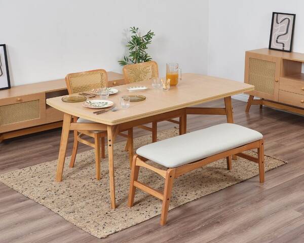 Avokado - Hazeran İskandinav Sandalye Pera Masa Meşe 4 Kişilik 2 Sandalye 1 Bench Yemek Masa Takımı 90 x 180 cm Avokado - Hazeran İskandinav Sandalye Pera Masa Meşe 4 Kişilik 2 Sandalye 1 Bench Yemek Masa Takımı 90 x 180 cm