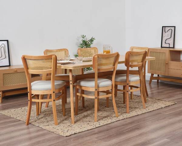 Avokado - Hazeran İskandinav Sandalye Pera Masa Meşe 6 Kişilik Yemek Masa Takımı 90 x 180 cm Avokado - Hazeran İskandinav Sandalye Pera Masa Meşe 6 Kişilik Yemek Masa Takımı 90 x 180 cm