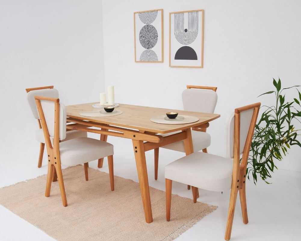 Palace İskandinav Krem Yemek Masası Modeli, 160x80 - Thumbnail