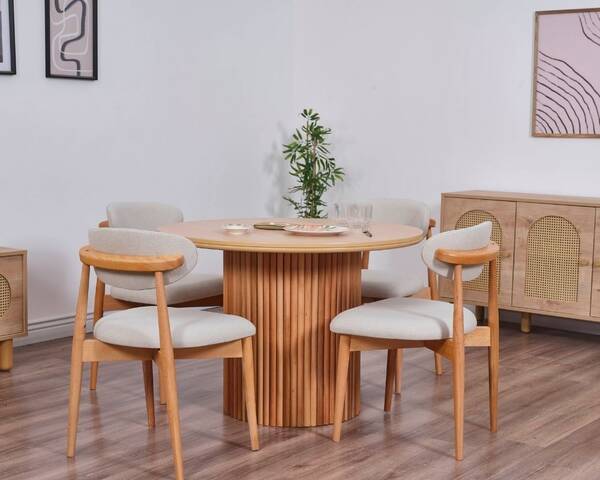 - Bohem 4 Sandalye Yuvarlak Masa Takımı 105 - Bohem 4 Sandalye Yuvarlak Masa Takımı 105