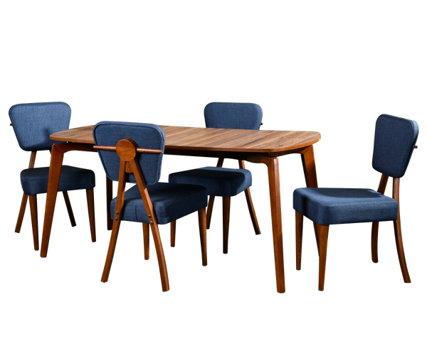 Avokado - Tia Modern Masa Sandalye Takımları Mavi, 160x78