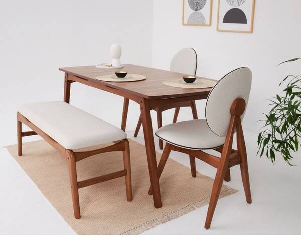 Avokado - Touch İskandinav 2 Sandalyeli Bank Takımı ve Yemek Masası, 160x80